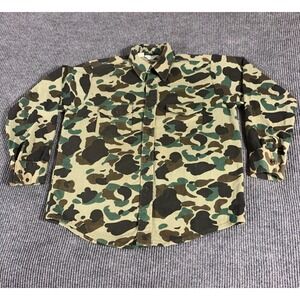 VTG Cloud Cover Sportsman Guide Shirt Mens L Green Camo‎ Flannel Button Up USA